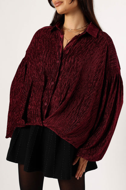 Cadence Long Sleeve Top - Burgundy