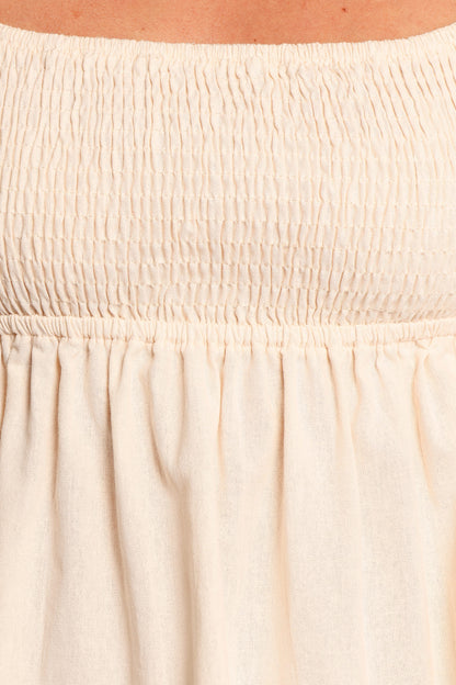 Jemima Puff Sleeve Top - Beige