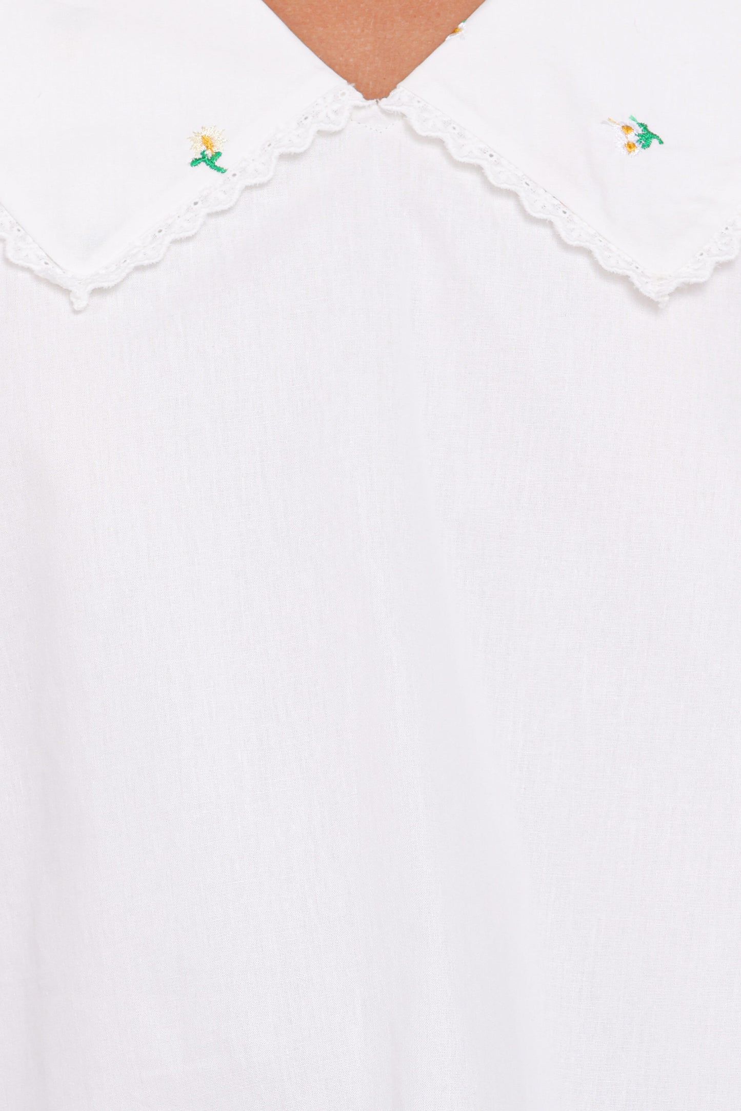 Kenna Embroidered Long Sleeve Top - White Floral