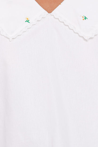 Kenna Embroidered Long Sleeve Top - White Floral