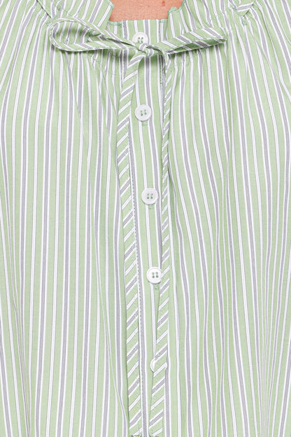 Luisa Ruffle Top - Green/White