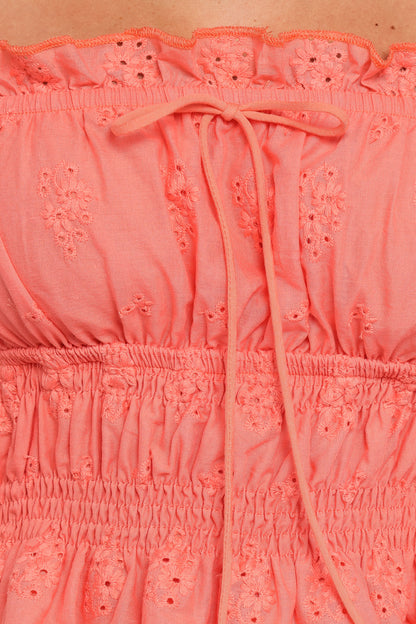 Melissa Peplum Top - Coral