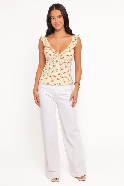 Roni Tank Top - Yellow Floral