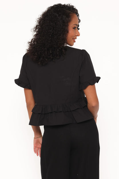 Sorcha Peplum Top - Black