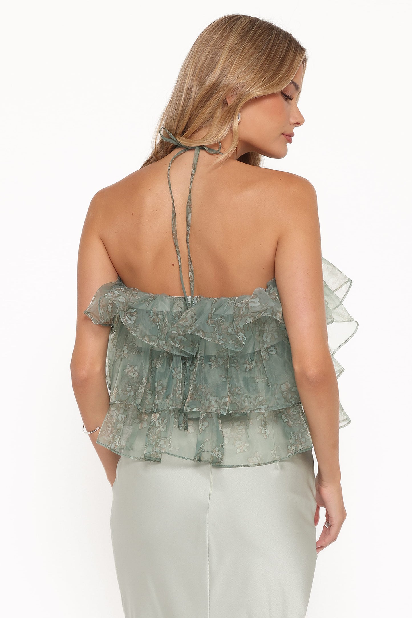 Taelya Flounce Top - Mint Green Floral