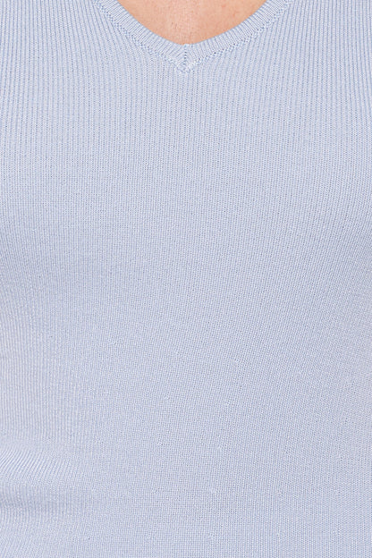 Tori Side Cinch Knitted Top - Light Blue