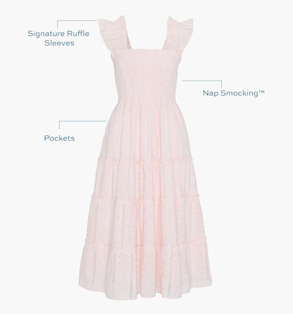 The Ellie Nap Dress - Pink Broderie Voile