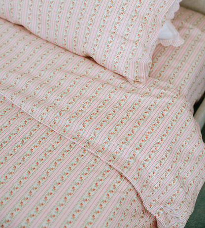 The Bed Set - Pink Floral Dot Stripe