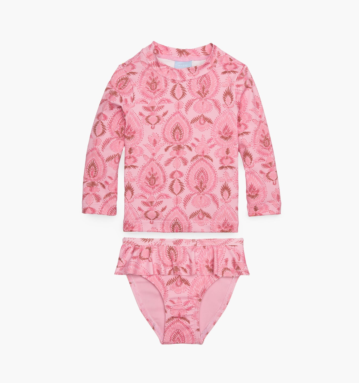 The Tiny Ariel Rashguard Set - Pink Palm Ikat