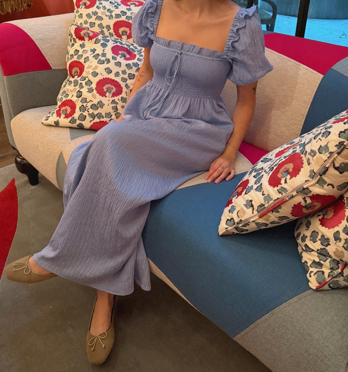 The Scarlett Nap Dress - Bluebird Tonal Seersucker