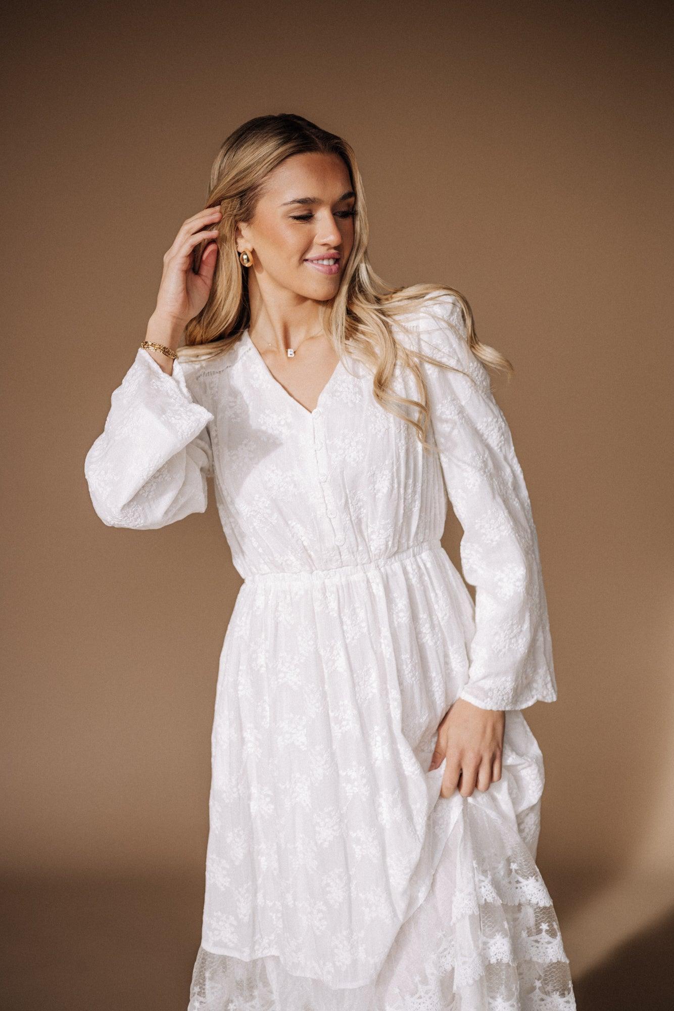 The Floral Reverie White Dress