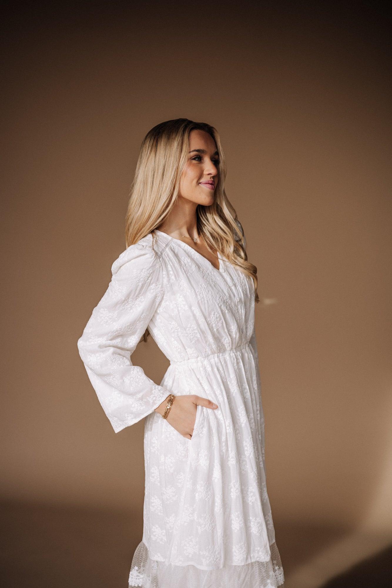 The Floral Reverie White Dress