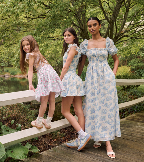 Roller Rabbit x Hill House Scarlett Midi Nap Dress - Blue Sherwood Forest Monkey