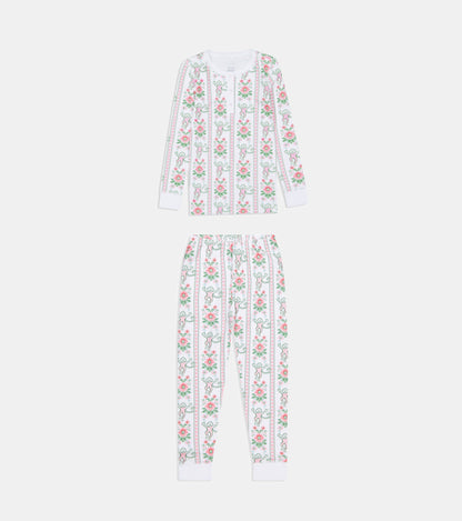 Roller Rabbit x Hill House Kids Pajamas - Pink Monkey Block Stripe