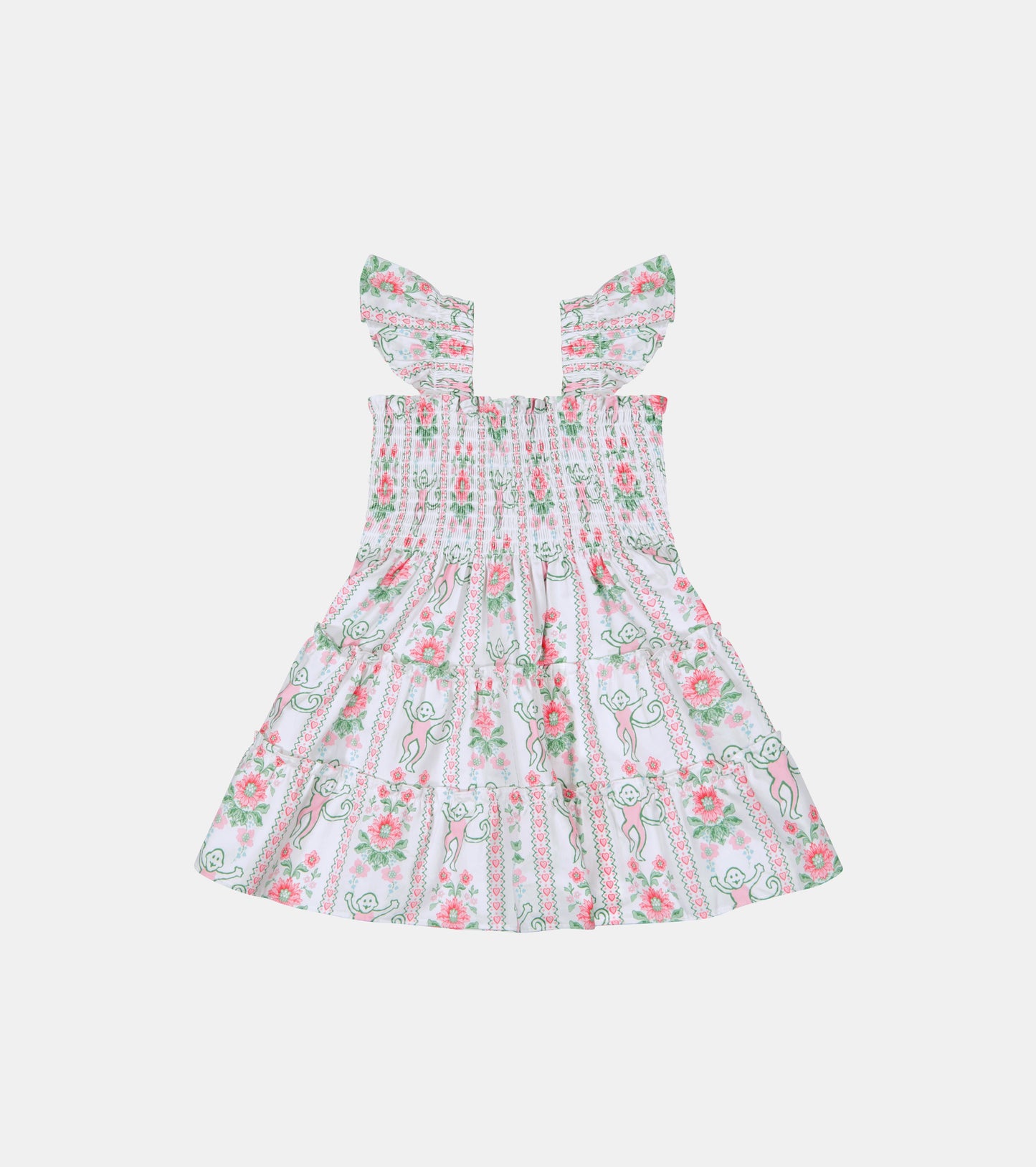 Roller Rabbit x Hill House Baby Ellie Nap Dress - Pink Monkey Block Stripe