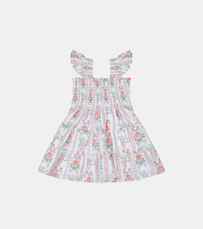 Roller Rabbit x Hill House Baby Ellie Nap Dress - Pink Monkey Block Stripe