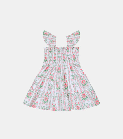 Roller Rabbit x Hill House Baby Ellie Nap Dress - Pink Monkey Block Stripe