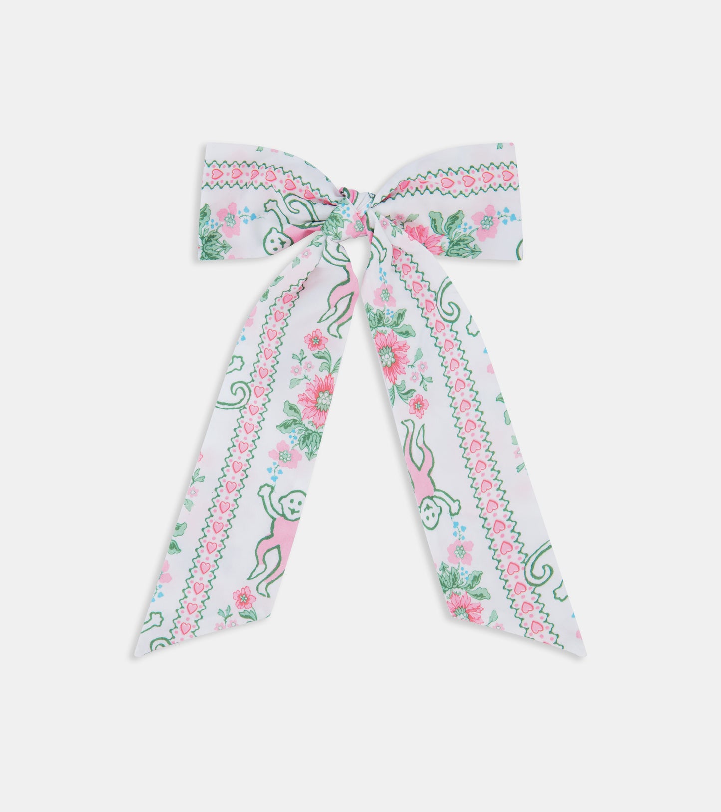 Roller Rabbit x Hill House The Belle Bow - Pink Monkey Block Stripe