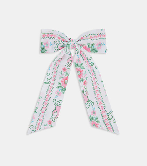 Roller Rabbit x Hill House The Belle Bow - Pink Monkey Block Stripe