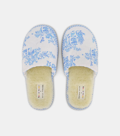 Roller Rabbit x Hill House Quilted Slipper - Blue Sherwood Forest Monkey
