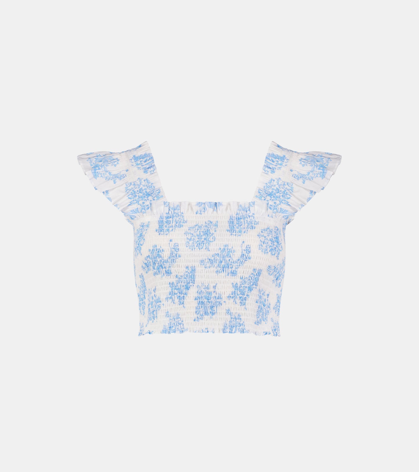 Roller Rabbit x Hill House Cropped Paz Top - Blue Sherwood Forest Monkey