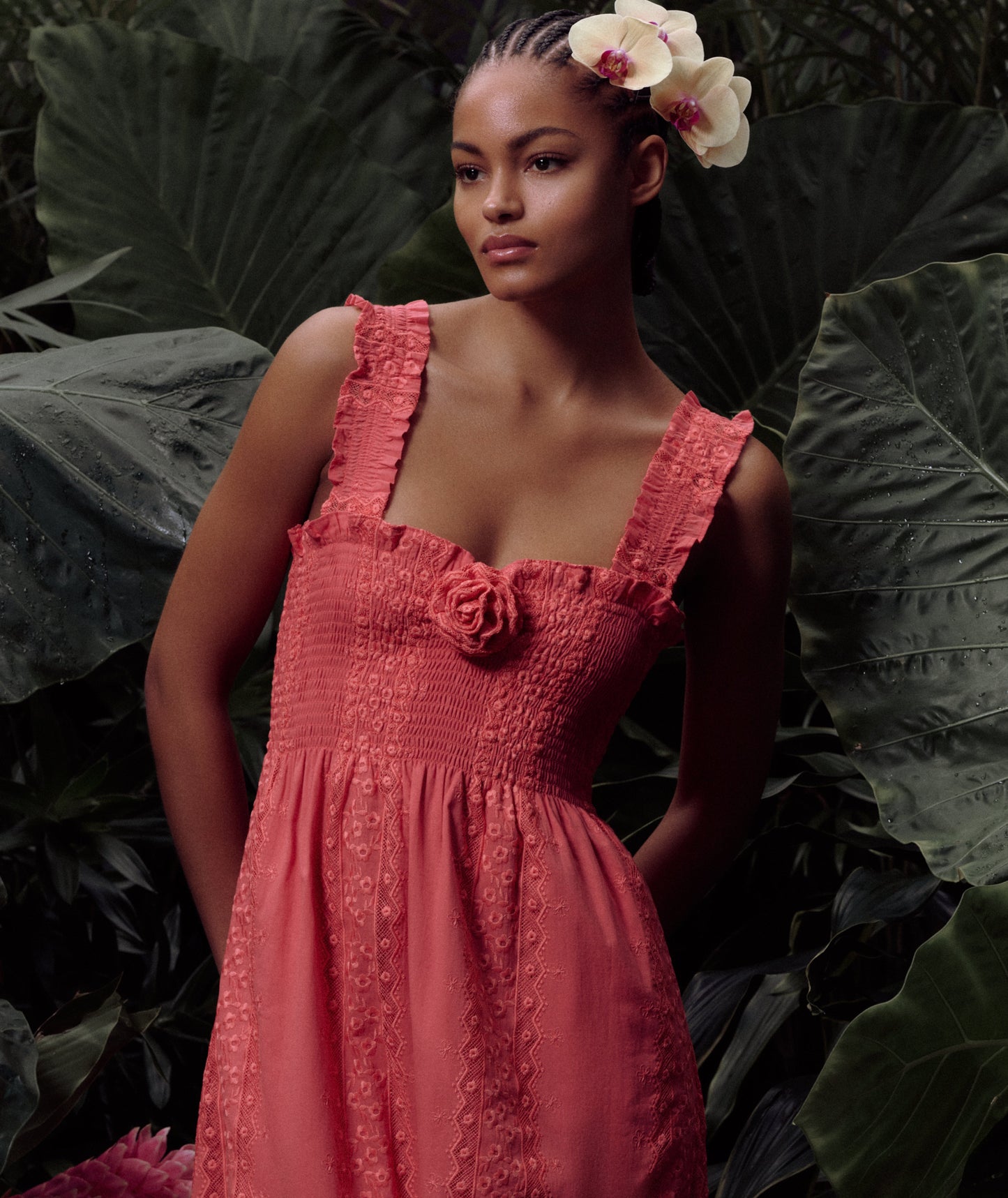 The Rosetta Nap Dress - Coral Voile Broderie