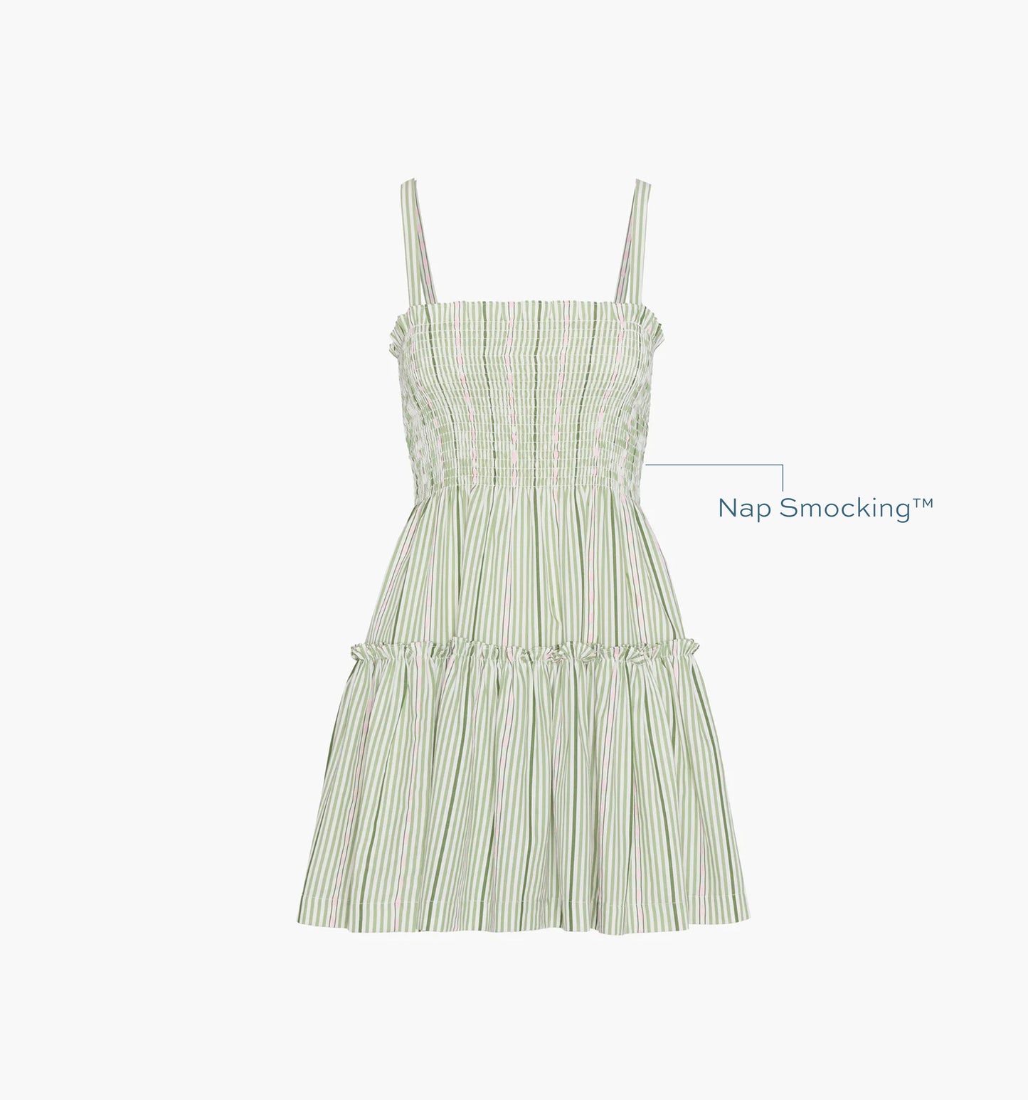 The Seraphina Mini Nap Dress - Green Jacquard Stripe