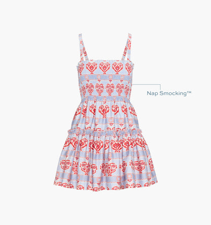 The Seraphina Mini Nap Dress - Poppy Damask Stripe