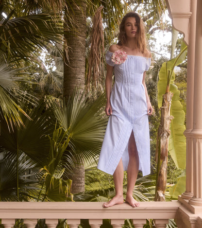 The Madison Dress - Blue/White Stripe