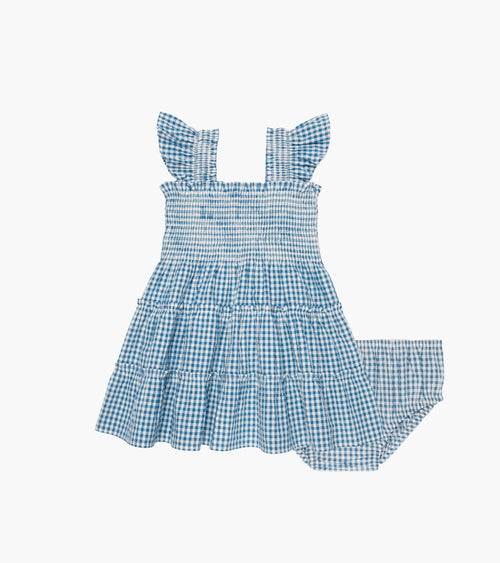 The Baby Ellie Nap Dress - Lagoon Gingham