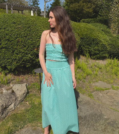 The Delphine Nap Skirt - Teal Poppy Half Drop