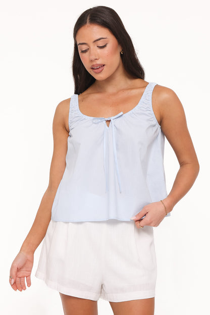 Lawrence Tie Scoop Top - Light Blue