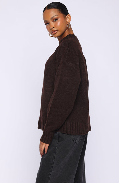Apres Ski With Me Knit Sweater Chocolate