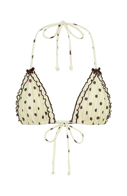 Daphne Bikini Top Cream/Choc Polka Dot