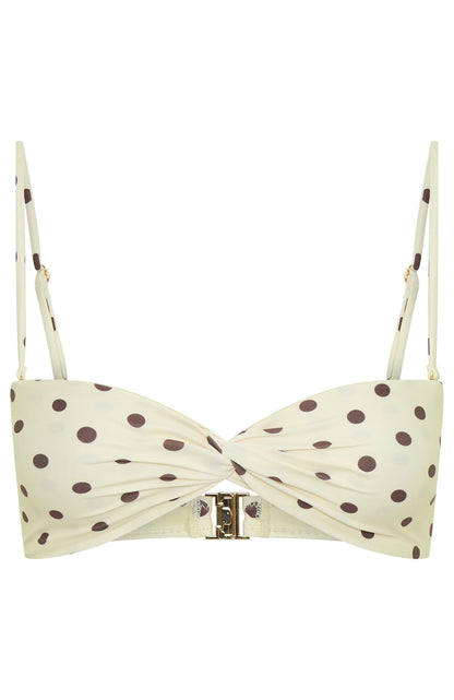 Kaya Bikini Top Cream/Choc Polka Dot