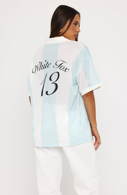 Make Moves Oversized Jersey Teal/White Stripe