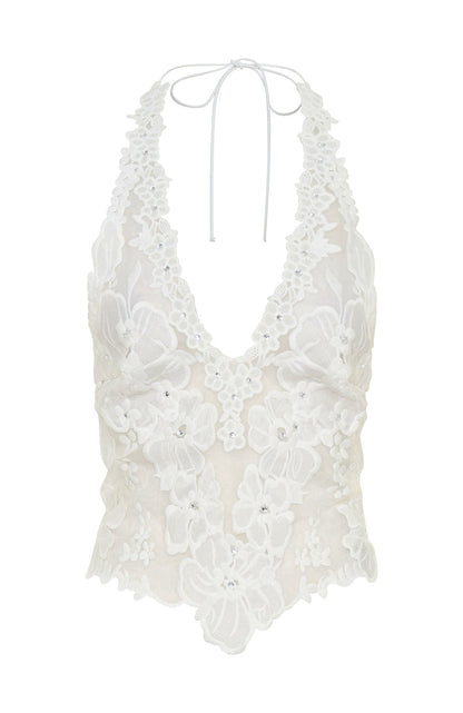 More Dreams Halter Top White