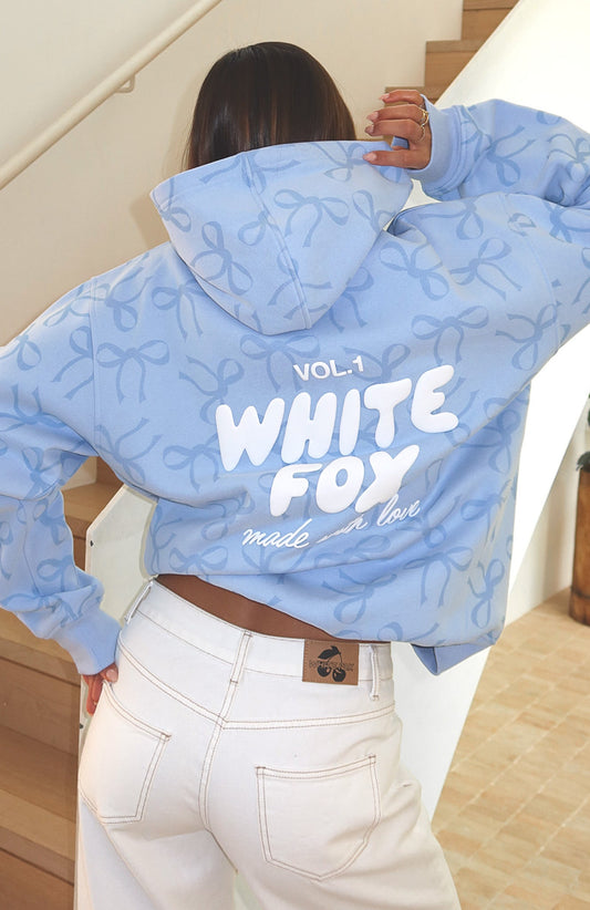 Vol. 1 Oversized Printed Hoodie Blue Bow