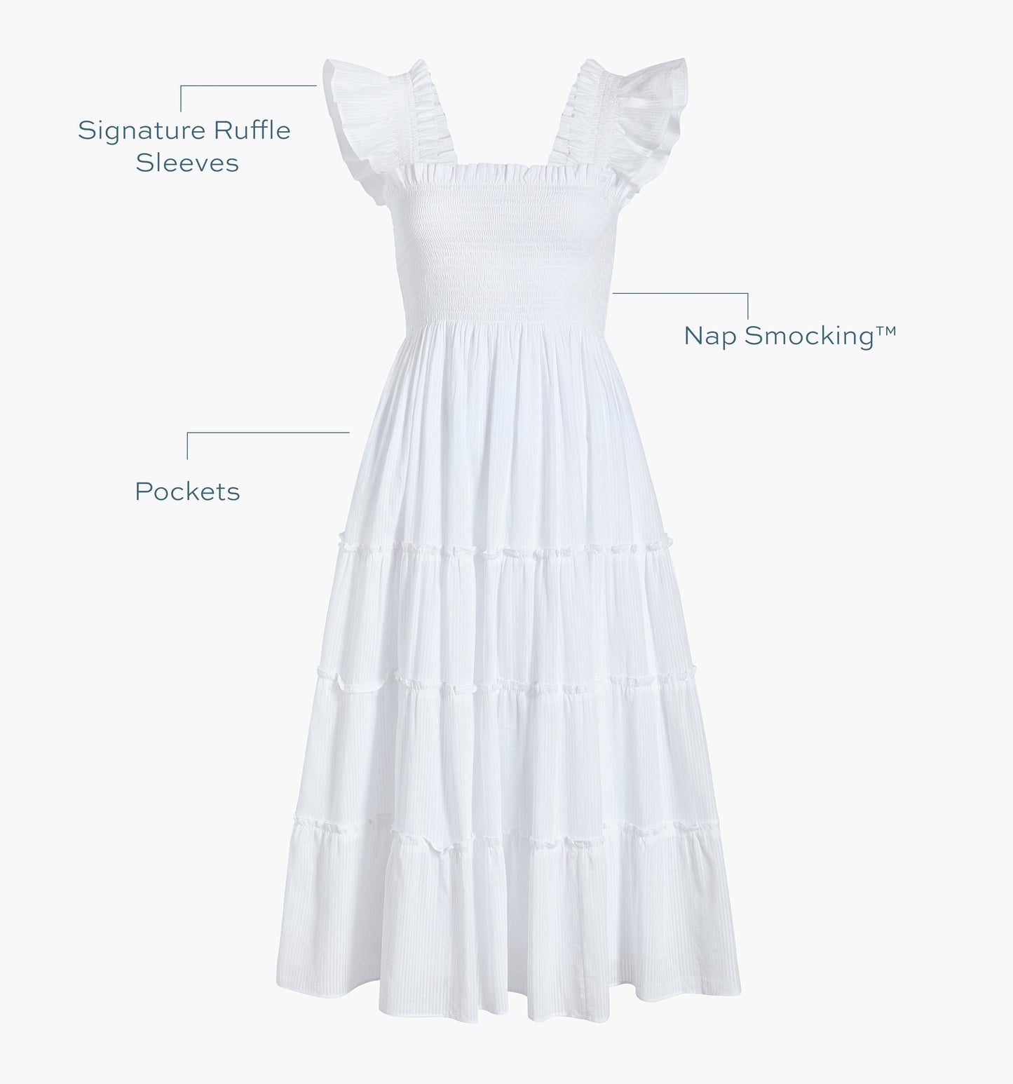 The Ellie Nap Dress - White Shadow Stripe