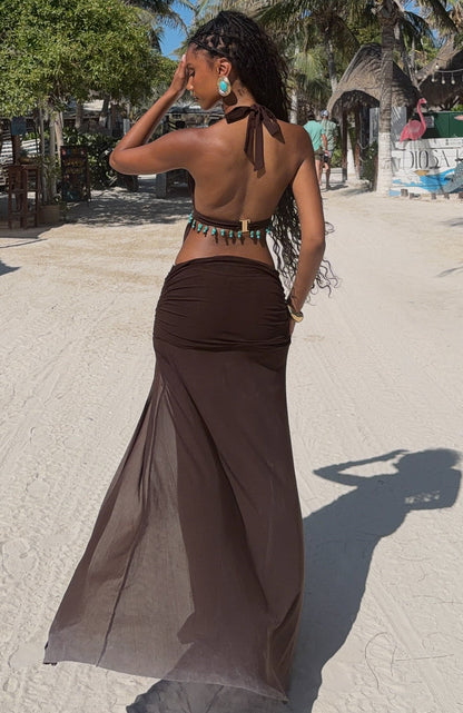 Jungle Glow Maxi Dress Chocolate