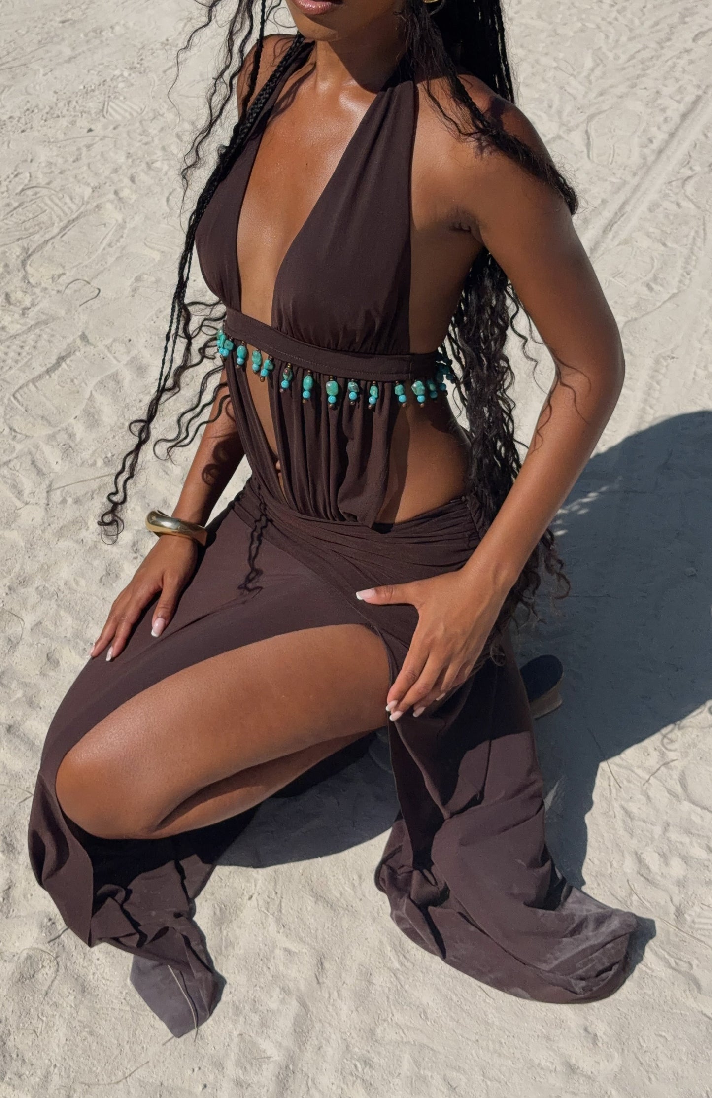 Jungle Glow Maxi Dress Chocolate