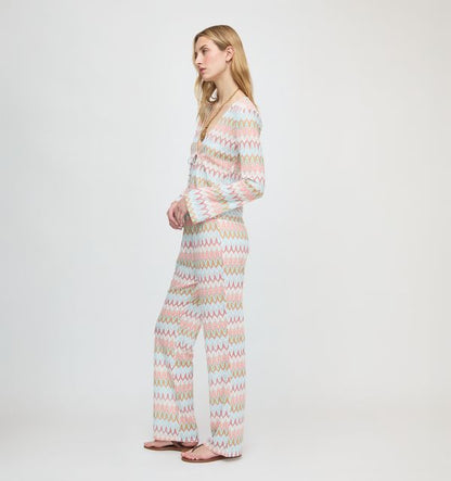 The Alden Pant - White Multi Smooth Shimmer Knit